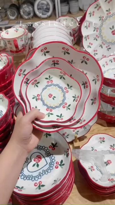 🍒จานดอกไม้ Cherry Premium Set 3 ชิ้น 3 ขนาดสุดพรีเมียม🍒🔥ถูกที่สุด🔥พร้อม ...