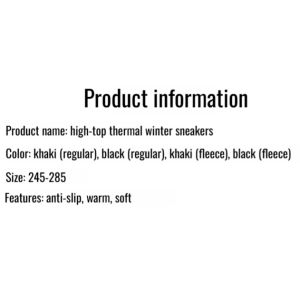 Winter Outdoor Hiking Shoes High Top Mens Shoes Padded Warm Large Size Casual Shoes