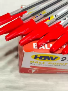 HBW 9801 Red Ballpoint Pens – 50pcs Smooth Writing for School & Office Use