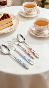 【Daily Suki Store】12PCS Spoon and Fork Set Stainless Steel Dinnerware | Food-Grade BPA-Free Rust-Proof Floral Pattern Handle Cutlery Easy Clean Kitchen Utensils