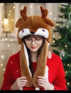 [Local Seller] 2025 New Christmas Moving Ear Hat | Funny Hat with Flapping Ears | Cute Plush Xmas Gift for Kids Adults