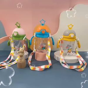 AI-C911 C912 Bottle Kids Rabbit Star Import / Botol Minum Anak 280ML Motif Kelinci dengan Tali Gantungan BPA FREE / Botol Air Minum Karakter Bintang Anak Lucu Praktis Ada Pipet Tutup Flip