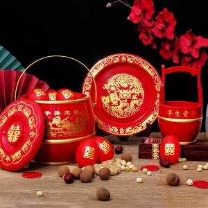 Bộ Ba Món Thùng Đựng Đồ Cưới Bằng Gỗ Đỏ Cho Cô Dâu Bộ Ba Thùng Đựng Nước Tiểu Và Nước Bọt Cho Đám Cưới