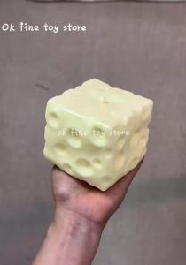 Hot Toys | Jumbo Cheese Cube Stress Ball Big Cheese Shapeable Squeeze Ball Non-Bounce Fidget Toy ASMR Sensory Anti-Stress Christmas Gift