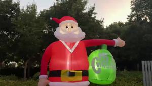 2.4M Christmas Inflatables Climbing Santa Roof Decoration Built-in LED lights For Outdoor Indoor Roof Yard Garden Lawn Party