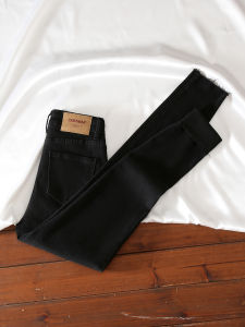 Black High Waist Slim Fit Denim Jeans Womens Elastic Hem Tapered Pants Casual Comfortable Cotton Stretch Fabric Autumn New Arrival