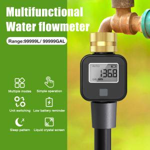 Digital Water Flow Meter High Accuracy IP5X Measure Water Consumption and Flow Rate for Outdoor Garden Watering Irrigation Hose