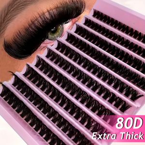 Natural Look D Curl Lash Clusters 120/160/200 PCS (9-16mm) DIY Eyelash Extensions Kit Mixed 40D T50 80D & Cat Eye