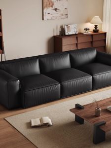Modern Minimalist Luxury Leather Sofa Combination Top Layer Cowhide Living Room Furniture Comfortable Medium Hardness Seat