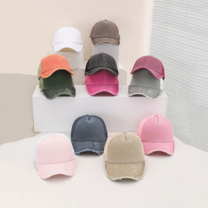 Fashionable and casual washable distressed distressed mesh baseball cap summer outdoor breathable frosted baseball cap