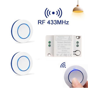 KEBIDU 433MHz RF Wireless Remote Control Switch 10A 220V Relay Receiver Mini Round Button Wall Panel Switch For Led Light Lamp Fan