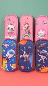 3D Pencil Case Kawaii Cartoon Unicorn Cat Dinosaur Spaceship Pencil Case for School Student