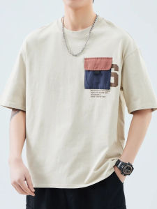 Mens Short Sleeve T-Shirt Pure Cotton Thin Half Sleeve Summer Fashionable Top Youth Casual round Neck Cotton Shirt for Men