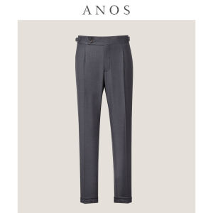ANOS | Naples Grey Slim Stripe Trousers Men