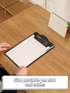 Smart Calculator Clipboard A4 Board Clamp Hard Writing Board with Pen Slot Paper Organizer Solar Charging