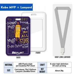 Basketball Star Card Holder Kobe James Owen Curry Durant UV Printing Logo Slide Cover Push Work Permit Lanyard
