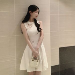 CHANGTONG | Elegant Lace-Up Waist Fitted Dress Summer Wear