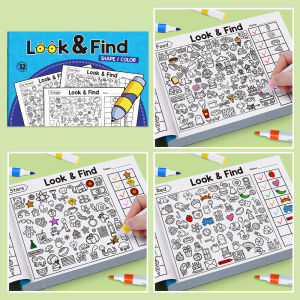 Kids Hidden Object Coloring Book Look&ampFind Activity Workbook Educational Puzzle Book for Visual Perception Focus and Attention