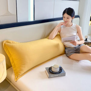 Washed Cotton Pillowcase Dual Person Extended Length 1.2m 1.5m 1.8m Couples Inner Core Case Pure Color Bedding Accessories