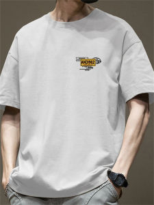 Heavyweight 200g Pure Cotton Summer New Loose Trendy Print Short Sleeve T-Shirt Mens Casual Top Shoulder-Down Versatile