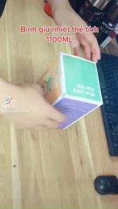 Bình Giữ Nhiệt 1100ml Dễ Thương Có Ống Hút Tặng Dây Đeo Tiện Lợi Inox 304 Giữ Nhiệt Giữ Hương Vị Đồ Uống Tuyệt Vời