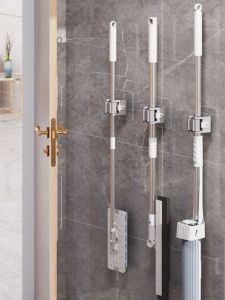 Mop Rack No Punch Mop Clip Mop Hook Bathroom Rack Handy Gadget Strong Wall Storage Load-Bearing Kitchen