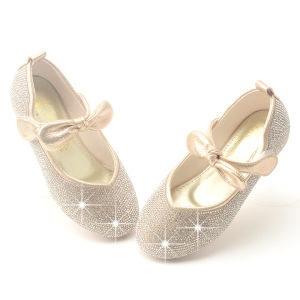 Princess Style Girls Shoes Spring Autumn New Fashion Soft Bottom Butterfly Knot Bean Bean Shoes Korean Version Children Leather Shoes