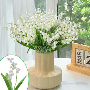 10Pcs Artificial Flower Realistic Lily of The Valley Flower Plastic White Bellflower Wedding Party Office Home Garden Decoration