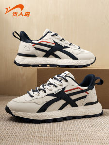 Retro Thick Bottom Shock Absorption Leather Surface Mens Casual Sports Shoes Ge Ren Niaguar Spring New Style Versatile Running Shoes