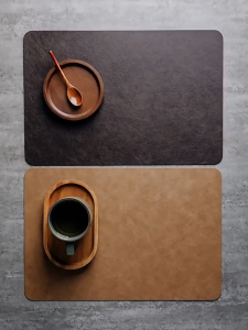 Fast Shipping Cowhide-style Premium Waterproof and Oil-resistant Square Leather Table Mat Double-sided Placemat Wash-free Design