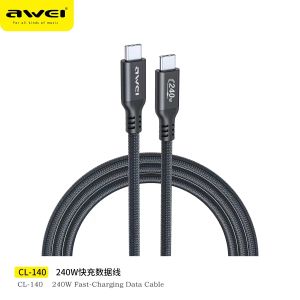 Awei CL-140 240W Type C Fast Charging Cable Cord PD3.1 48V5A 140w 28V5A 100w 20V5A Charger Housing aluminum alloy cable for PS5 Switch SAMSUNG S22 480Mbps Data Line Awei Cl 140 Awei Cl140 - Lazada