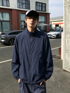 OUMULONG | Dark Blue Stand-up Collar Lightweight Sun Protection Cooling Quick Drying Outdoor Mens Jacket