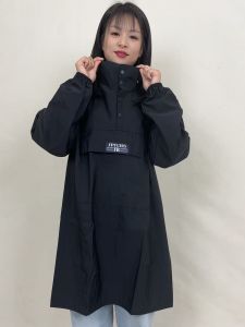 New Fashionable Simple Workwear Apron Stand Collar Reversible Zipper Large Pocket Waterproof Oil Resistant Kitchen Apron