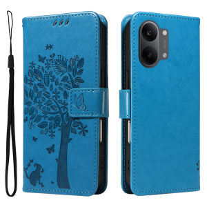 Leather Wallet Flip Case for POCO F6 F7 F8 M6 M7 X7 X8 Pro Max Ultra C65 C71 C75 C85 C85X | Cat Tree Embossed Design Card Hoder