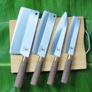 Bộ 4 dao nhà bếp A0 (Chặt Thái Lọc Gọt) bằng thép trắng không gỉ. thép 402j2 của Nhật.