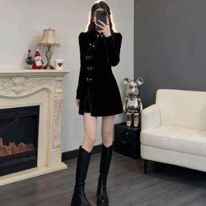 CHANGTONG | Retro Fashion Slimming Qipao Style Little Black Dress