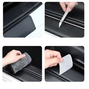 Bộ miếng dán vân carbon nẹp cửa ô tô chống trầy xước bảo vệ bậc lên xuống decal tấm dán trang trí cửa cốp oto xe hơi Toyota Mazda Honda Kia Ford Mitsubishi Honda Hyundai Chevrolet Nissan