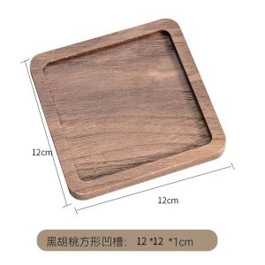 Wooden Solid Wood Coaster Lettering Custom Logo Heat Proof Mat round and Square Coffee Wooden Coaster Tea Ceremony Cup Saucer Tea Mat