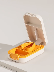 【SKIT SG】Adjustable Pill Cutter Splitter Crusher w/ Storage Box Portable Medicine Tablet Divider Organizer Case Easy Cutter for Small Large Pills Dustproof Compact Drug Pill Cutter Safe Sharp Blade Easy to Use Travel Pill Box Portable Medicine Organizer
