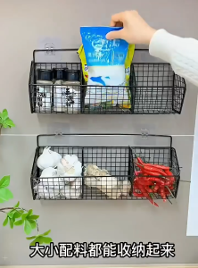 Multifunction Kitchen Wall Mounted Rack Organizer Storage Basket Hanging Shelf Bathroom Stainless Organizer