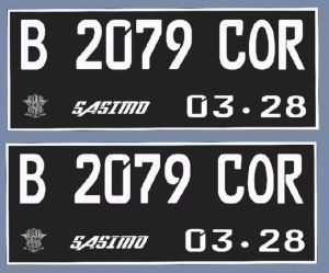 plat nomor motor standart warna hitam/putih