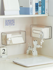 กล่องเก็บผ้าเช็ดหน้าสไตล์ญี่ปุ่น Cxhome กล่องกระดาษชำระติดผนังแบบใส ไม่ต้องเจาะรู กล่องเก็บของสำหรับห้องน้ำ