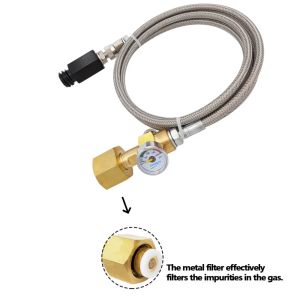 Soda External Co2 Tank W/ Steel Braid Hose Kit for Sodastream Machine Fizzy Sparkling Water Drink MakerW21.8-14 CGA320 Connecto