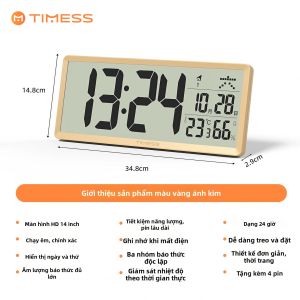 TIMESS | Đồng Hồ Lịch Điều Khiển Bằng Radio Thông Minh và Yên Tĩnh