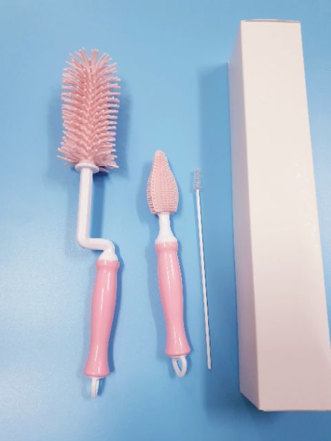[Mua 1 được 3]÷ Bộ chổi cọ Bình sữa và núm ti 3 chi tiết silicon siêu mềm