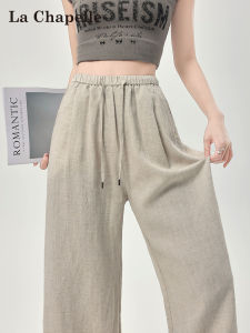 La Chapelle | Flax Linen Blend Wide Leg Pants for Petite Women Loose and Draping