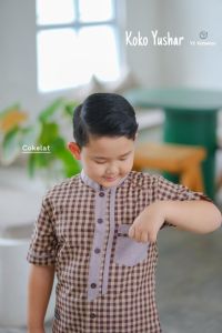 Baju Koko Anak Lengan Pendek & Celana Polos 4-12 Tahun Setelan Pakaian Anak Koko Yushar Y2 Kidswear