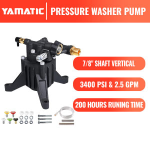 YAMATIC Vertical Pressure Washer Pump Max 3400 PSI 2.5 GPM 7/8" Shaft Replacement Pump for Power Washer