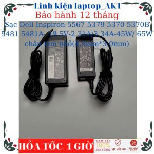 Sạc laptop Dell Inspiron 5567 5379 5370 5370B 5481 5481A- 19.5V-2.31A/3.34A-45W/ 65W chân kim nhỏ(4.5mm*3.0mm)