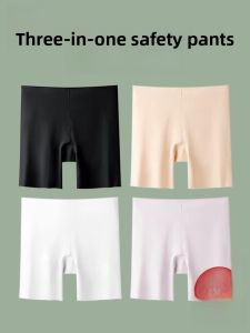 MiiOW | MiiOW Three-in-One Safety Pants Womens Summer Ice Silk Seamless Tummy Control Flat Angle Underwear Anti-Light Exposure